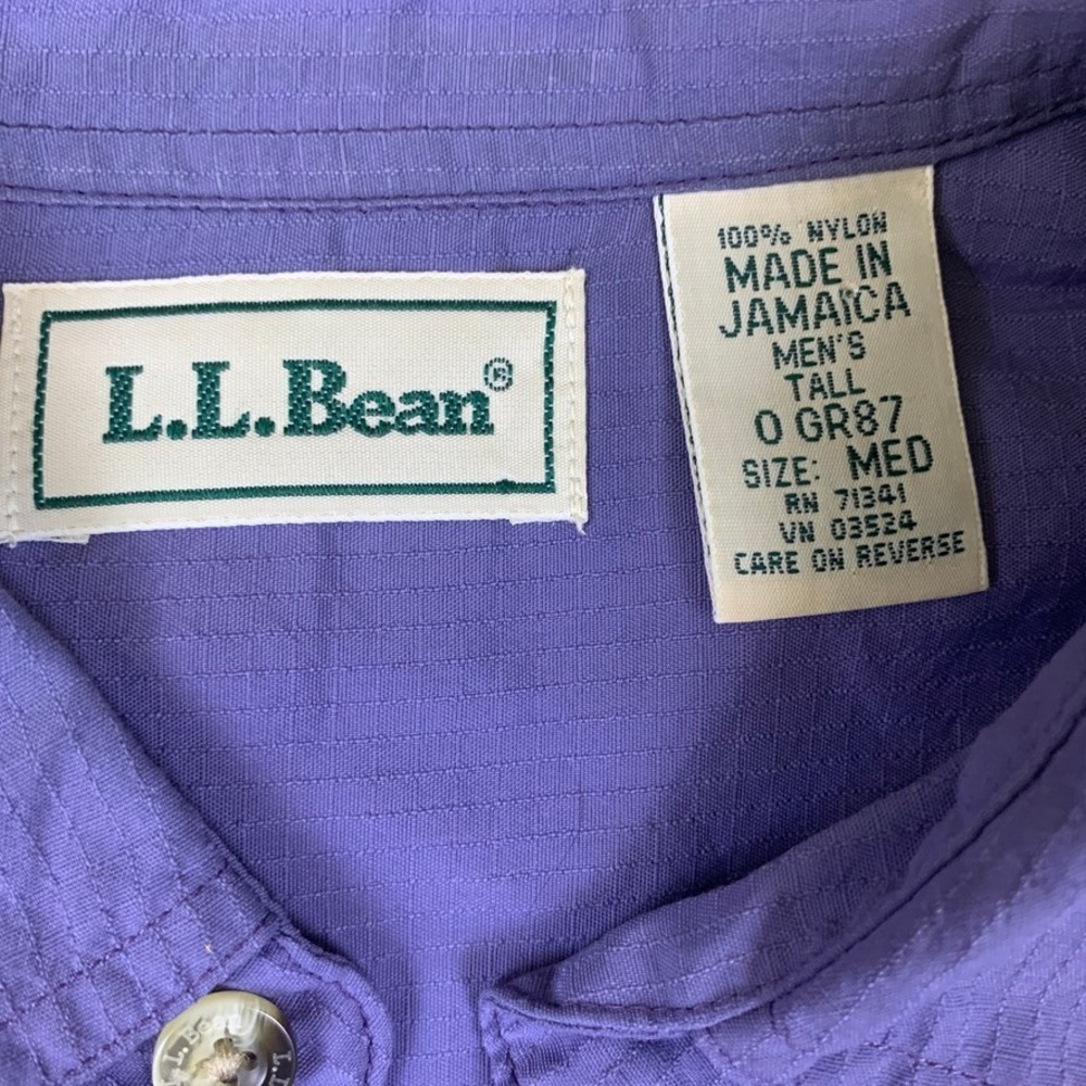 LL Bean Mens Medium Tall Purple Ripstop Nylon Fishing Hiking Long Sleeve Shirt - Picture 6 of 11